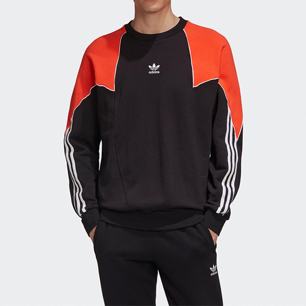 Adidas Originals Trefoil Back Trf Ab Crew Patchwork Casual Sport Pullover Sweatshirt Men Sweatshirt Black GE0807