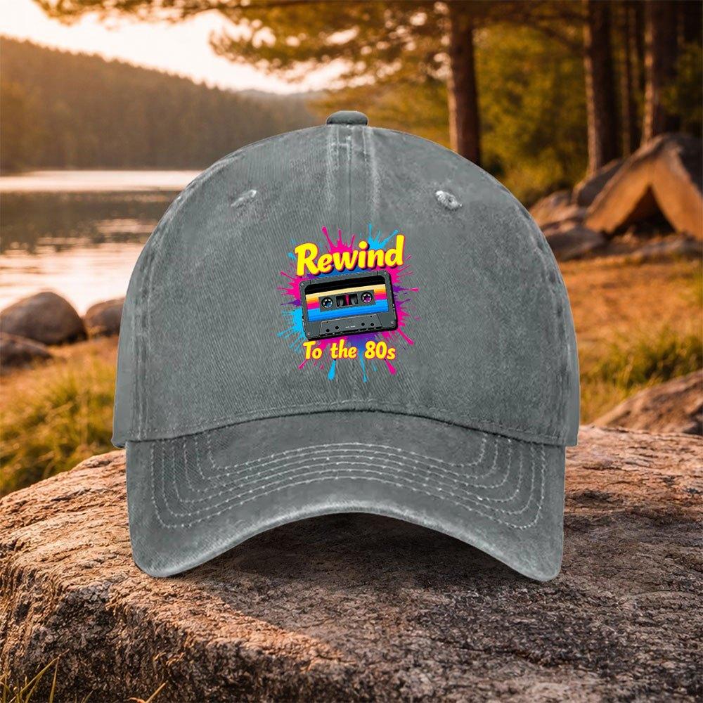 s Retro Cassette Tape Print Baseball Cap Lightweight Washed Duckbill Unisex Hat for Unisex Women