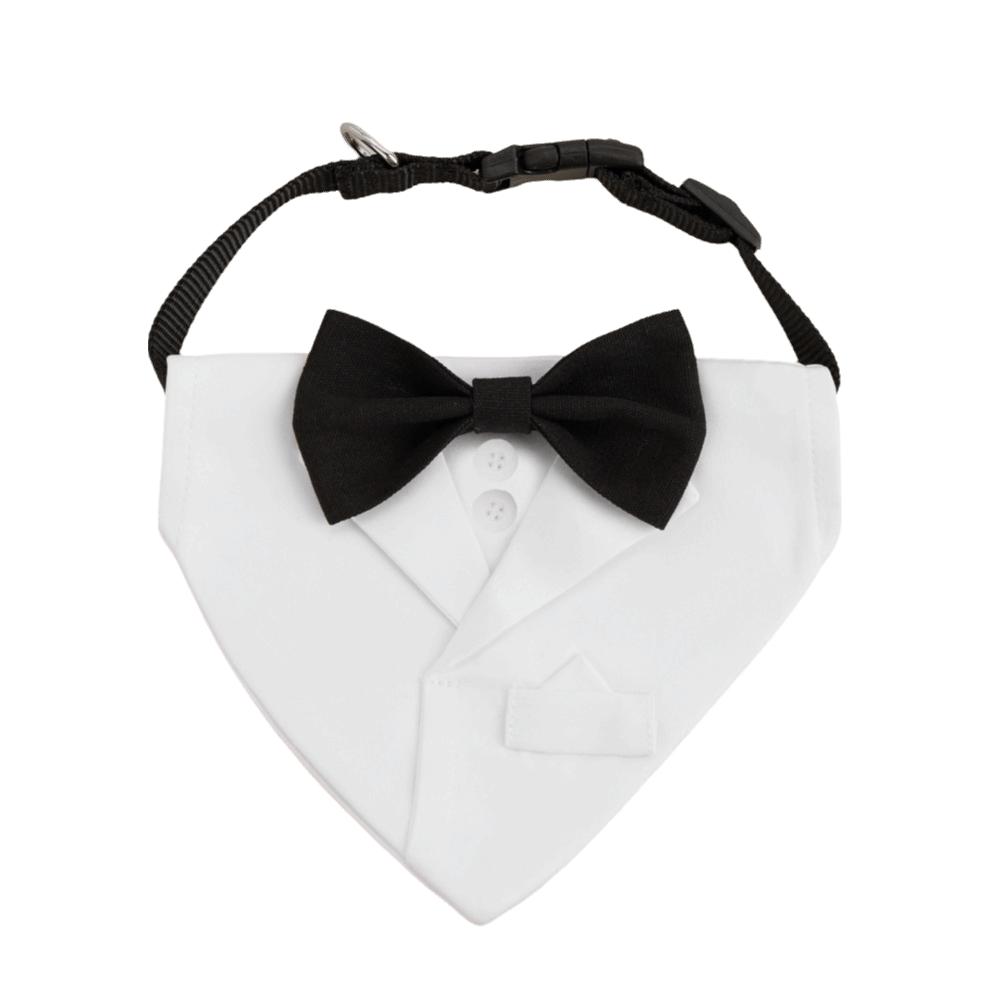 Cute Adjustable Dog Bandana Waterproof Reusable Dog Bow Tie Collar Breathable Washable Pet Wedding Bandana Formal Event S белый