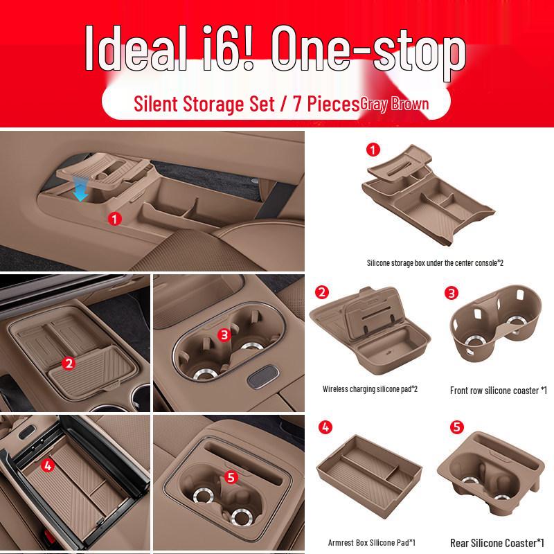 Ideal i6/i8 Passenger Seat Storage Box: Silicone Center Console Organizer & Car Interior Accessory