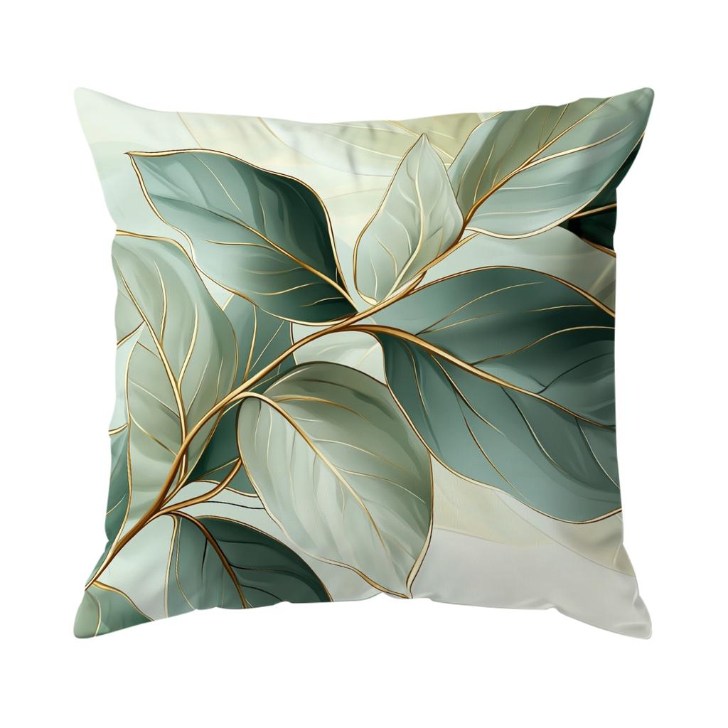 1/4pcs Green Leaves Cushions Pillowcase Polyester Cushion Cover Throw Pillow Pillowcover Home Car Sofa Decor