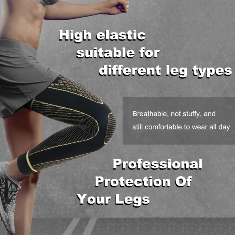 Extended Length Copper Ion Sports Knee Support High Elastic Pressure Non Slip Knee Brace