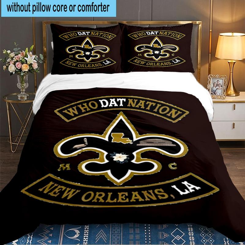 Who Dat Nation Football 3pcs Bedding Set,Including 1pc Duvet Cover And 2pcs Pillowcases Perfect Gift for Christmas,Ideal for Bedroom, Dormitory
