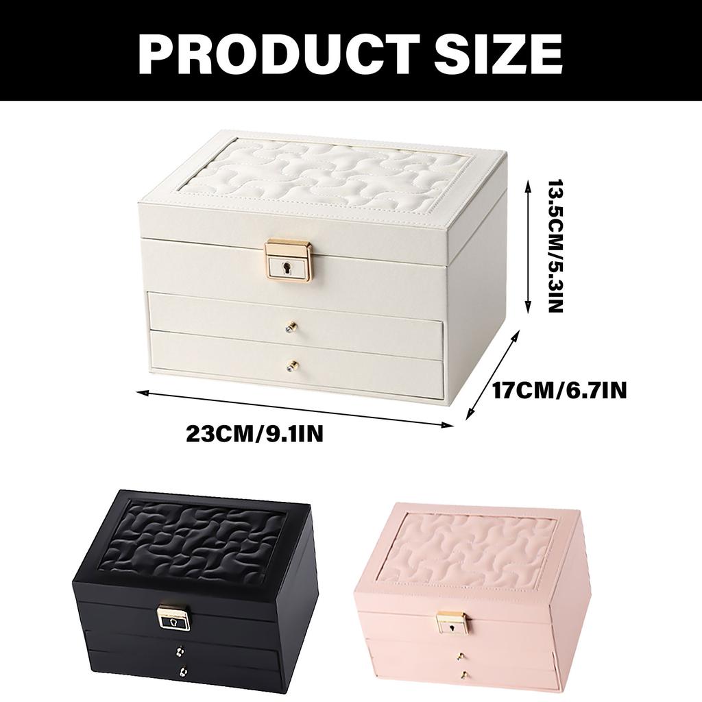 Stylish Multi Layer Jewelry Chest Multilayered Jewelry Storage Box Convenient PU Leather for Accessory Organization