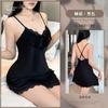 New lace lace pure desire wind suspender pajamas ice silk sexy slit pajamas deep V beautiful back home pajamas women