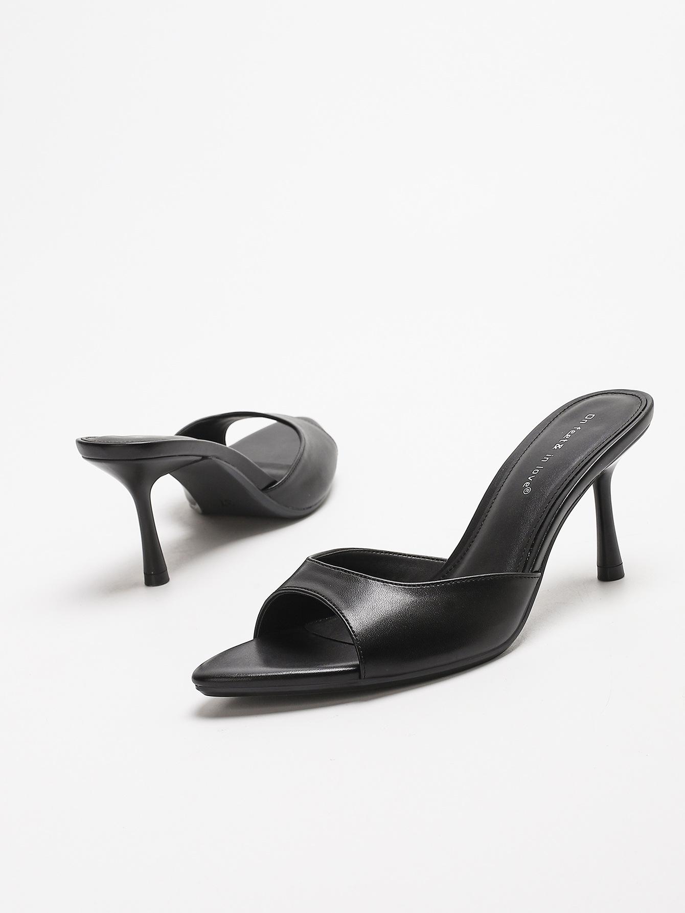 Женские мюли на шпильке с открытым носком и одной ремешком европейский и американский стиль 35 чёрный 3500₽