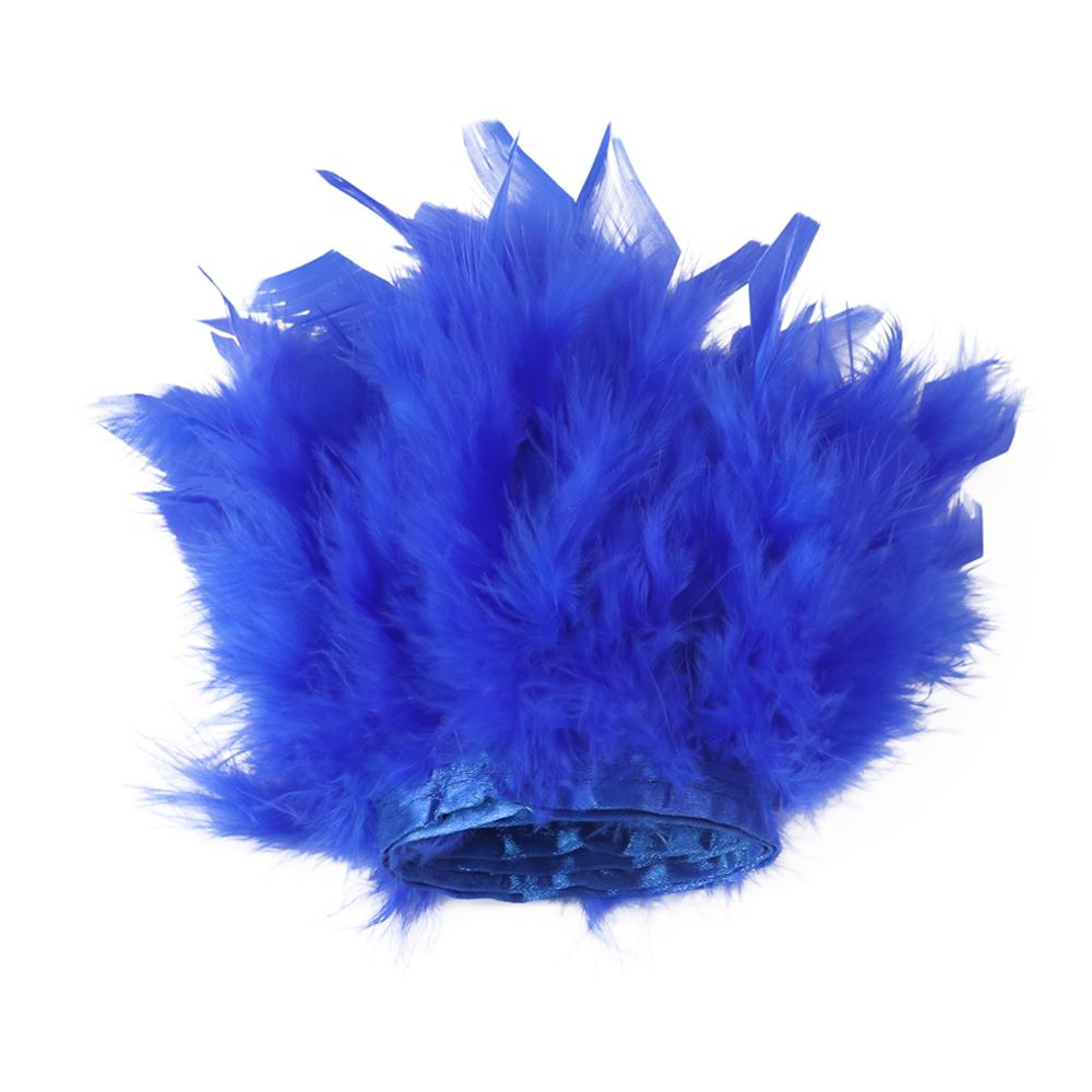 1M Blue Turkey Feather Trim For Crafts Diy Wedding Dress Party Accessory Carnival 10-15Cm Plumas Ribbon Skirt Sewing Decoration