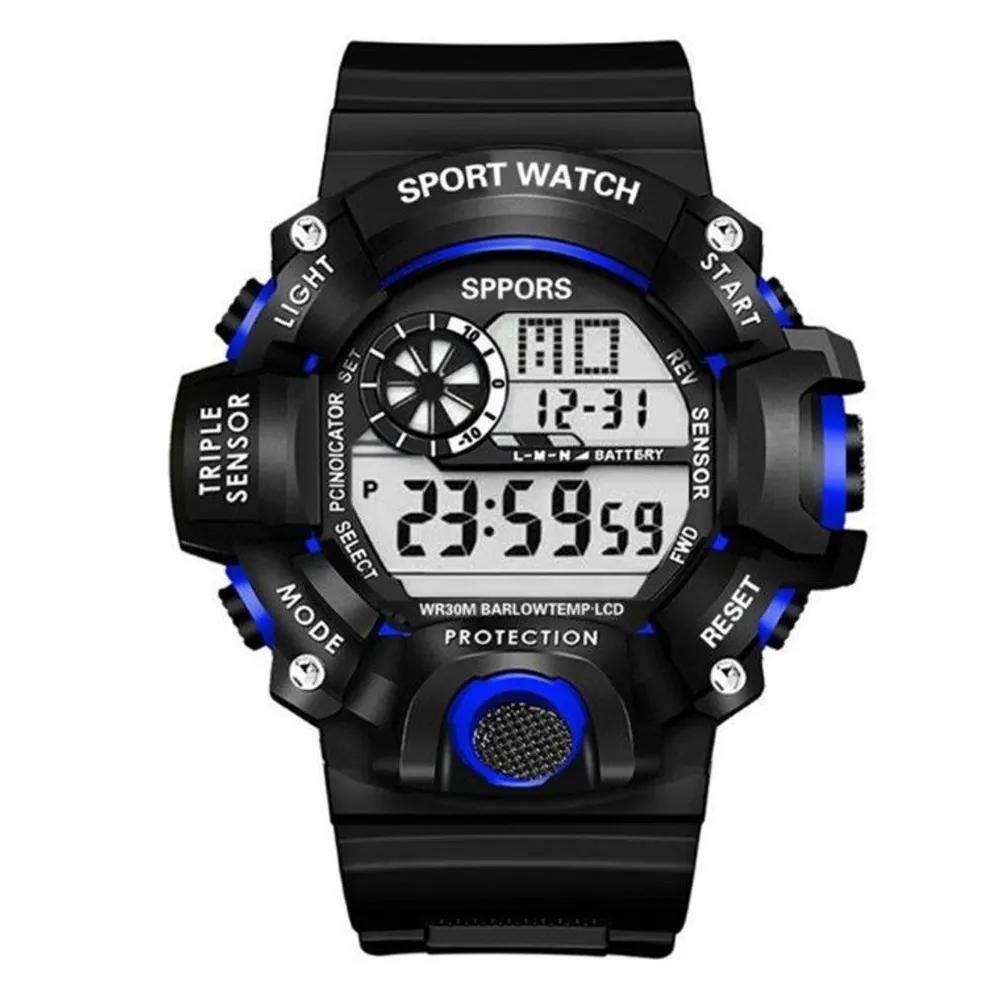 Men's Digital Sports Wristwatch, Water-resistant Functional Electronic Watch