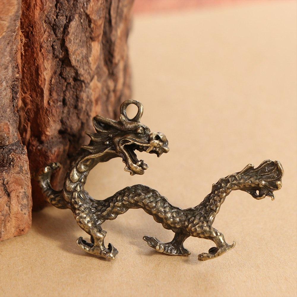 Carved Dragon Keychain Pendant Antique Mythical Animal Ornaments  Feng Shui Decor