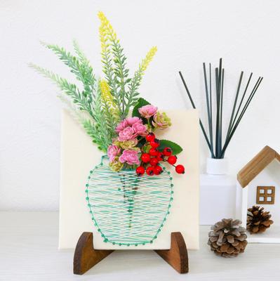 TUKUMO Pin String Art Artificial Summer Vacation Independent Study Craft Nordic Kids Handmade Kit "Vase" (with Flowers) Kit, Style, & Adults,