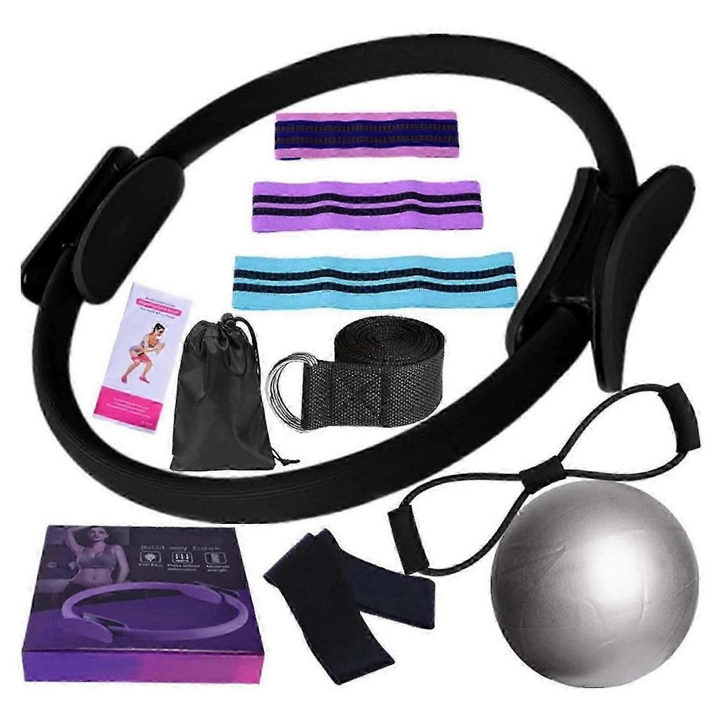 11-teiliges Pilates-Set, Essential Set für Frauen, mit Pilates-Ring, Ball, Widerstandsbändern & mehr für Heimtraining, vielseitige Widerstandsstufen