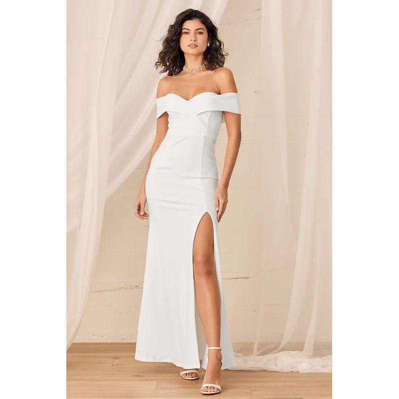

European Station Sexy off-Shoulder Tube Top Dress White L