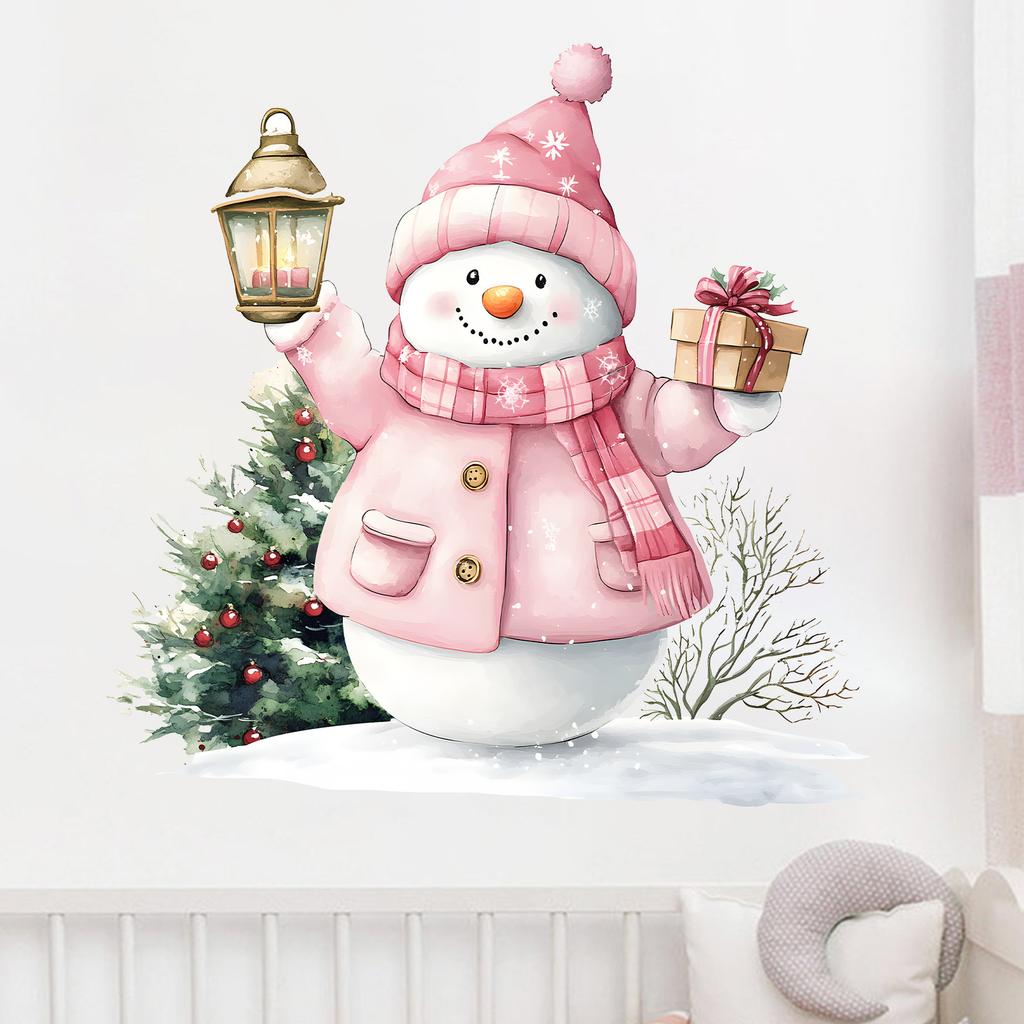 Christmas Cartoon Cute Snowman Christmas Tree Festival Party Window Decoration Wall Stickers