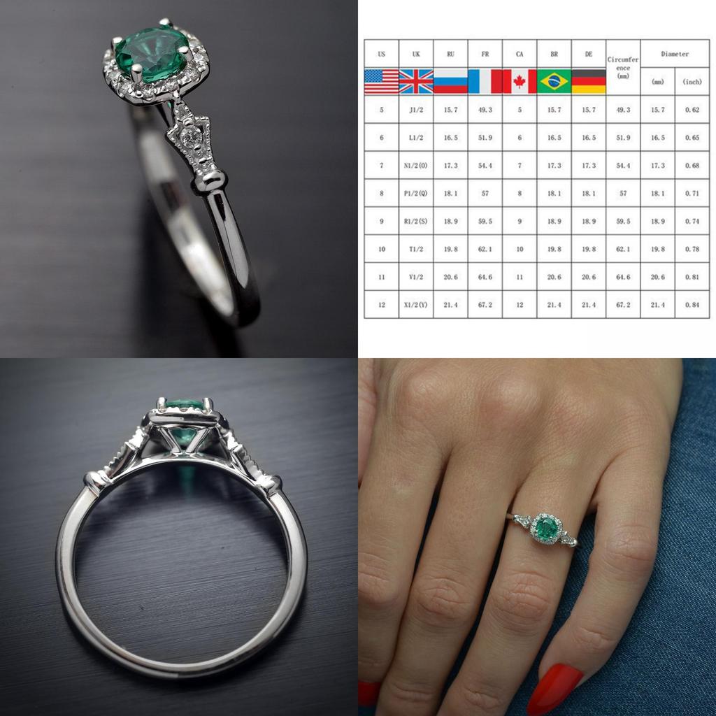 Timeless Design Cushion Halo Green Ring Women Perfect Wedding Engagement Jewelry