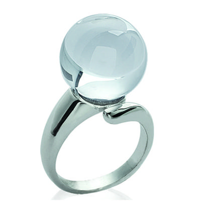 Silver Ring 'Licorice' Silvery White (rhodium) - 14 Mm