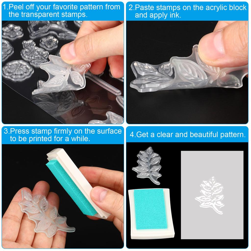 PATIKIL Clear Silicone Stamp 1 Set T1440 Seal and Back Plate Set Clear Stamp Card Making Decoration DIY Scrapbooking Embossing Album Decoration Craft