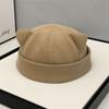 Polyester Melon Skin Cap Wool Brimless Skullies Cap Fashion Cat Ear Beanie Hat  All-match