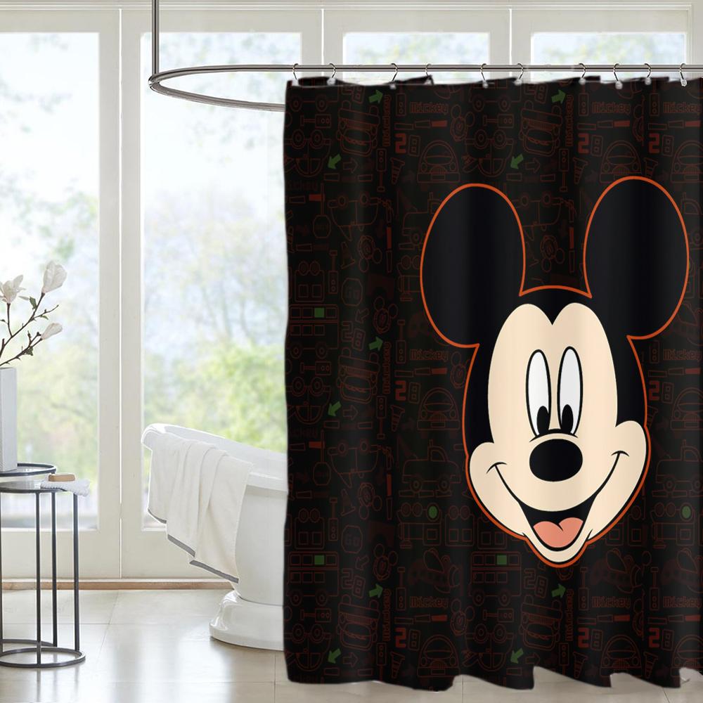 

Mickey Bathroom Accessories Shower Curtain Sets Full Set Luxury Curtains Bath Waterproof 90x180cm