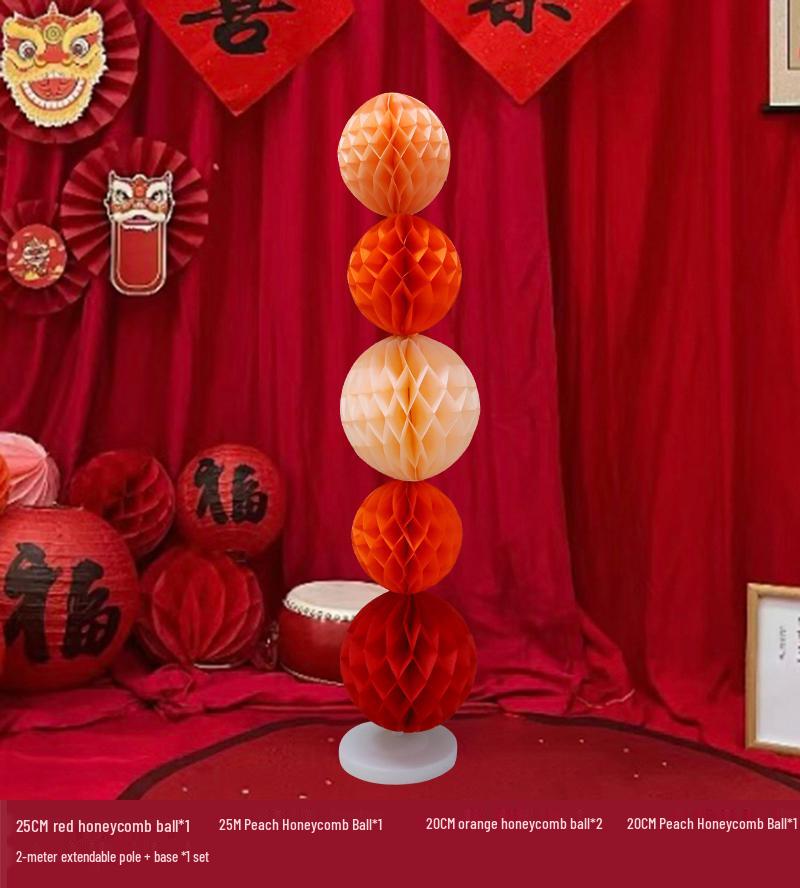 Chinese New Year Lantern Honeycomb Ball Decoration for Birthday and Photo Props