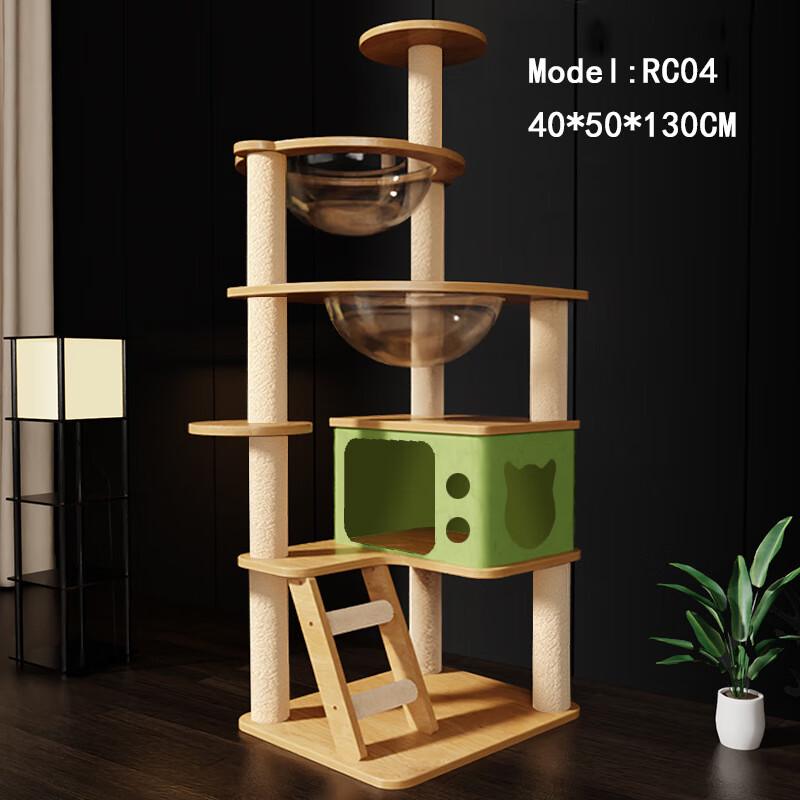 Solid Wood Multi-Level Cat Tree & Activity Center