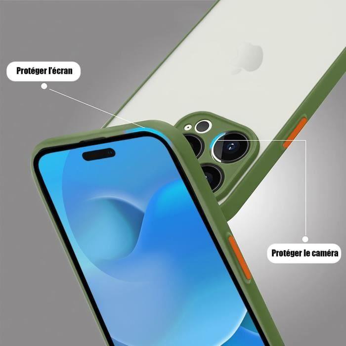 Coque de téléphone - Kaki - pour iPhone 14 Pro - Silicone + PC - Antichoc - Texture antidérapante