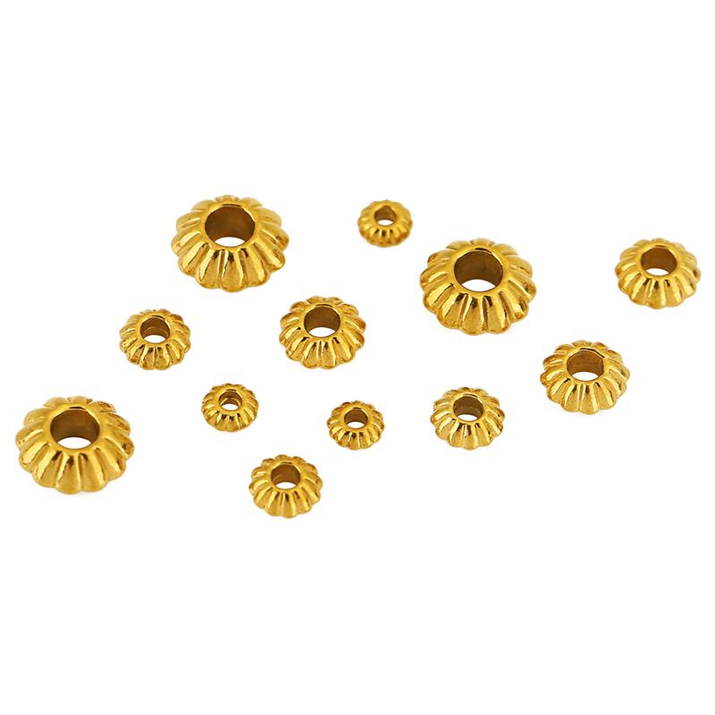 10pcs Stainless Steel Big Large Hole Spacer Beads 4 5 6 8 Mm PVD Never Fade Necklace Bracelet Beads Diy Findings Jewelry Making