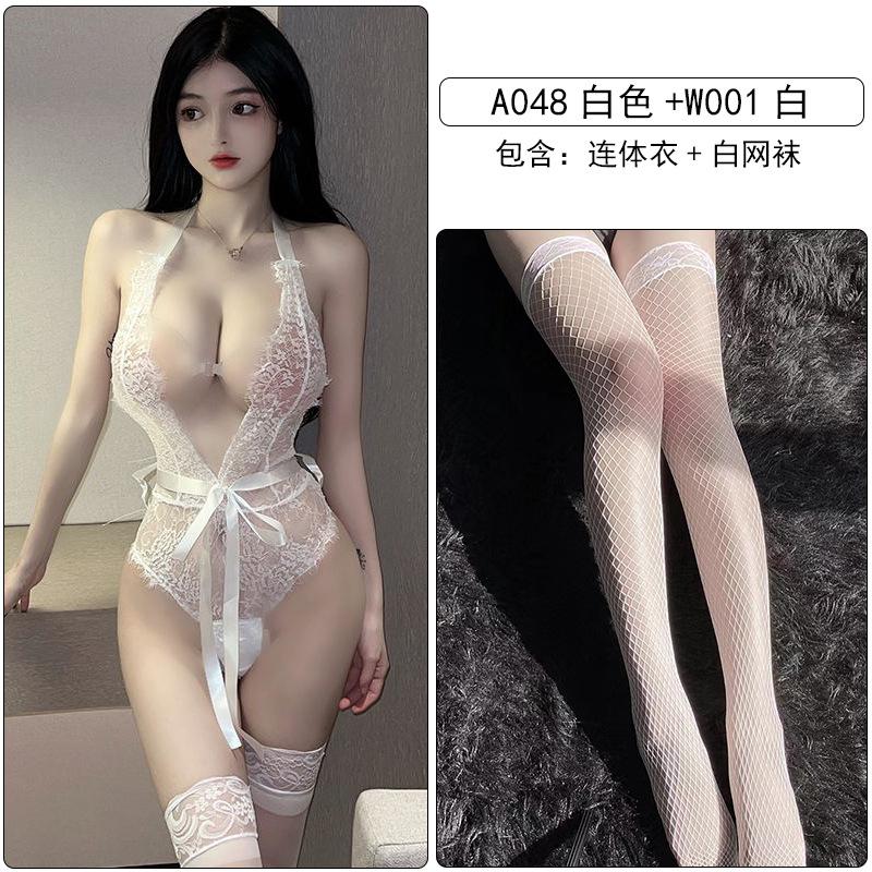 Sex Underwear Sexy Pure Lace Neck Embroidery Perspective Small Chest Temptation Backless