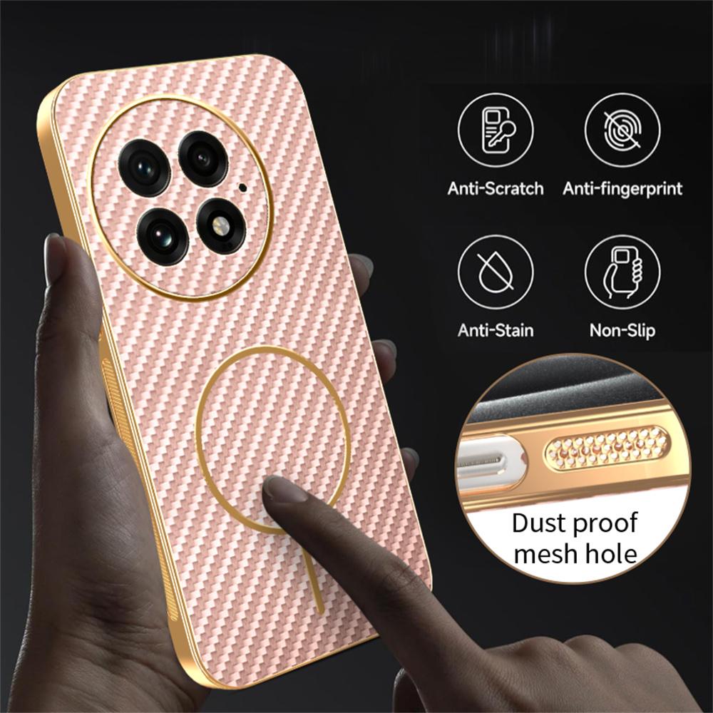 For OnePlus 13 Phone Case Carbon Fiber Textured Electroplated TPU Back Cover