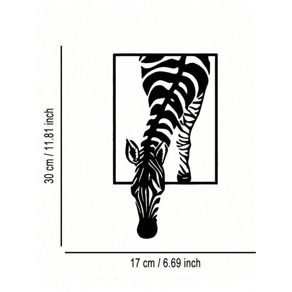 Black White Zebra Metal Wall Art Handcrafted Iron Sculpture Modern Farmhouse Home Decor Gift 30x17