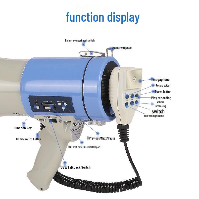 Leigongwang CR-88 50W Handheld Megaphone with Recording and USB/SD CN plug (adapter included)