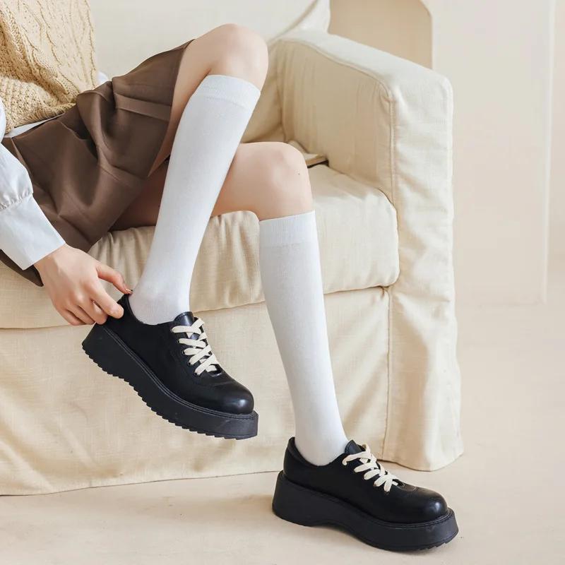 Mädchen Baumwolle Lange Socken Damen Strümpfe Frühling Herbst Oberschenkelhohe Strümpfe Damenstrümpfe Mode Schuluniform Socken