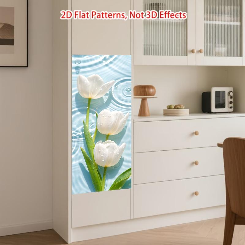 84Style Fridge Stickers Refrigerator Cover Door Landscape Plant Sea Vinyl Self Adhesive Kitchen Furniture Decor Wrap Freezer Sticker DIY