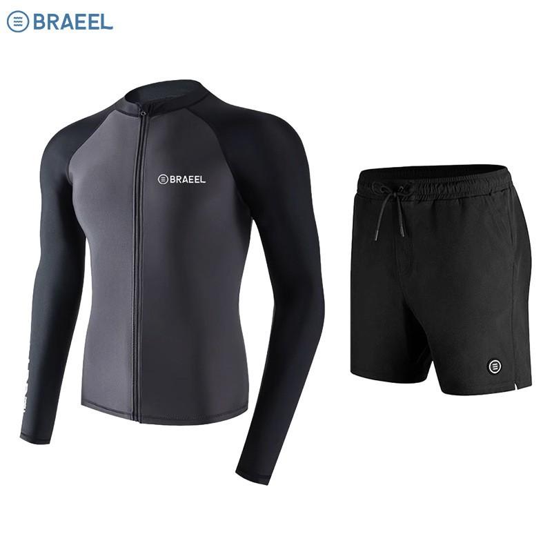 Mens UV Protection Rash Guard Set Long Sleeve Surfing Diving Suit With Shorts Or Pants Snorkeling Swimming Water Sports