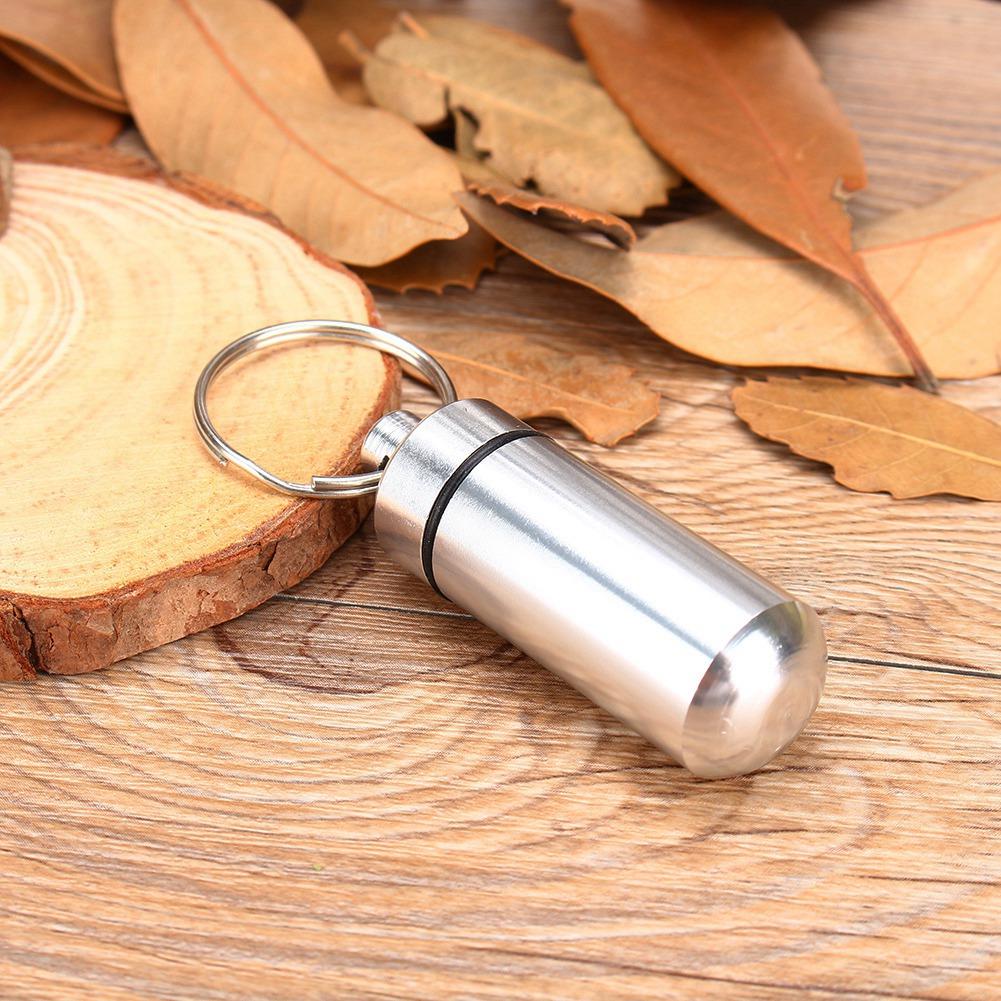 Mini Aluminum Pill Box Case Drug Bottle Holder Container Keychain Waterproof