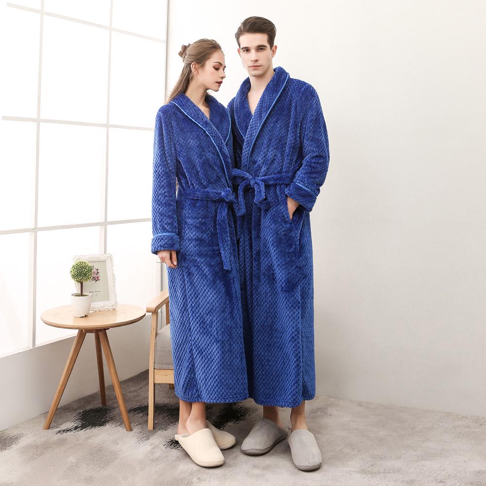Women's Winter Lengthened Bathrobe Home Clothes Shawl Long Sleeved Robe Coat