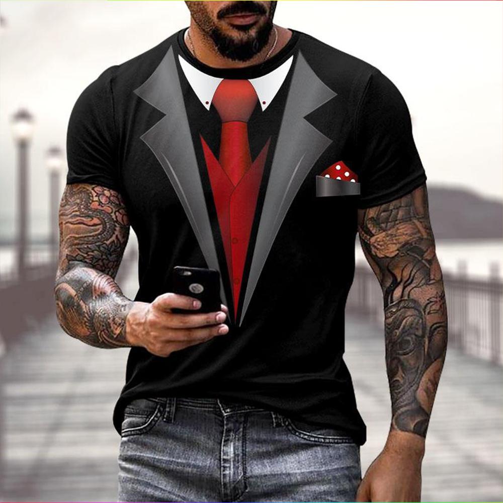 Moda Estiva Divertente T-shirt Finta Completo 3D Uomo Frac a Coda Corta Manica Corta Top Personalizzato Casual Comodo