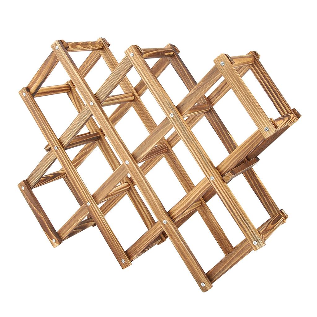 Foldable Wooden Wine Rack Organizer Display Shelf 10 Bottles Capacity