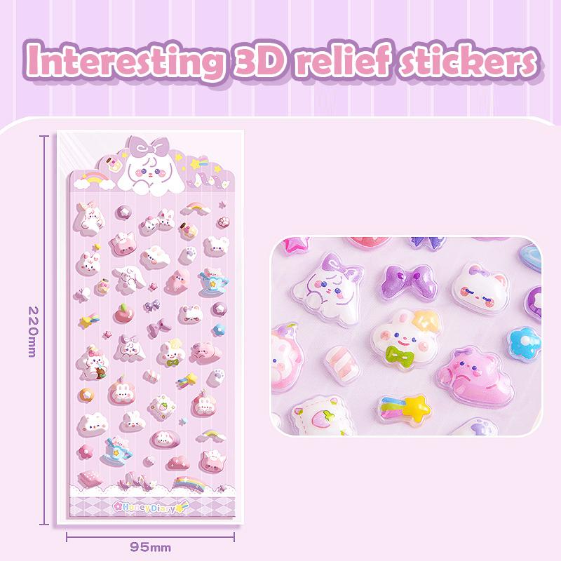 Autocolant 3D Mini Animale Kawaii Desene Animate Planificator Decorativ Autocolant Impermeabil Diy Scrapbook Gucka Decor Patch