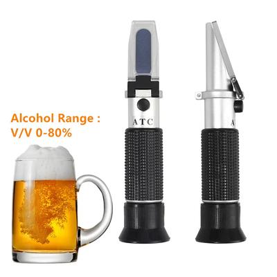Handheld Alcohol Refractometer Meter Beer Liquor Range 0-80%  ATC Spirits Tester Meter Wine Content Tester Box Optional