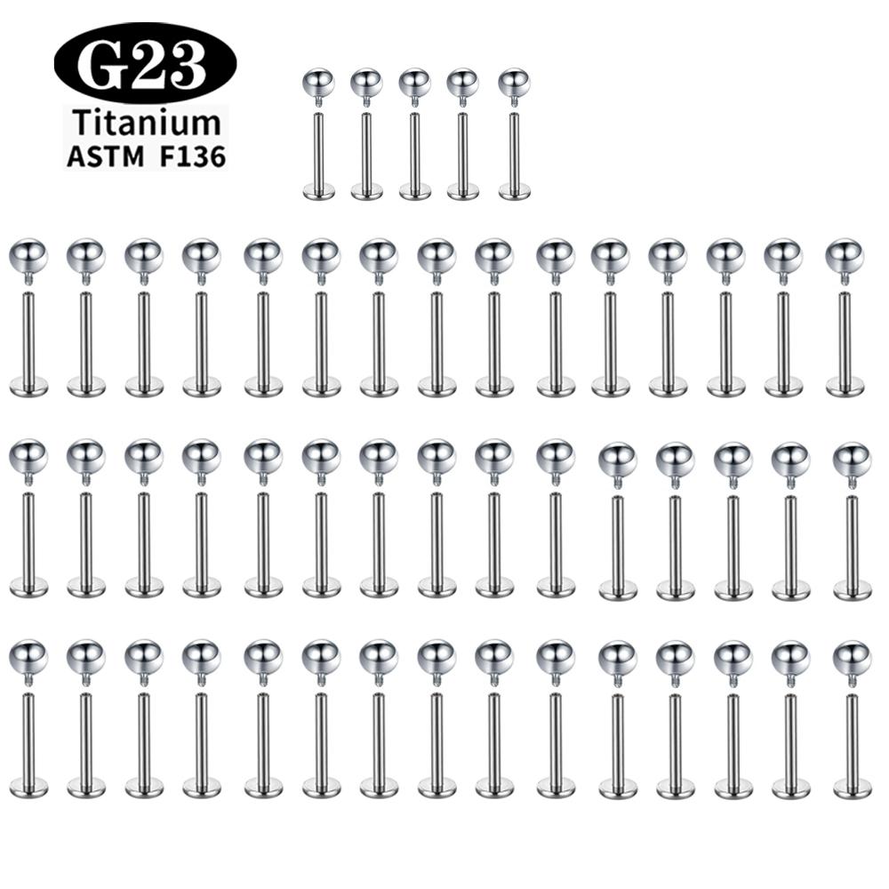 2/10/50/100PCS ASTM F136 G23Titanium Labret Lip stud earrings Piercing Body Jewelry Internally Threaded Ball nose nail