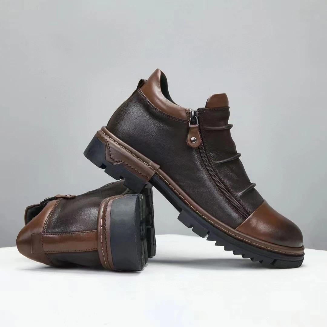 

Коричневые черные мужские туфли ретро коричневые кожаные мужские туфли повседневные короткие ботинки натуральная кожа 44