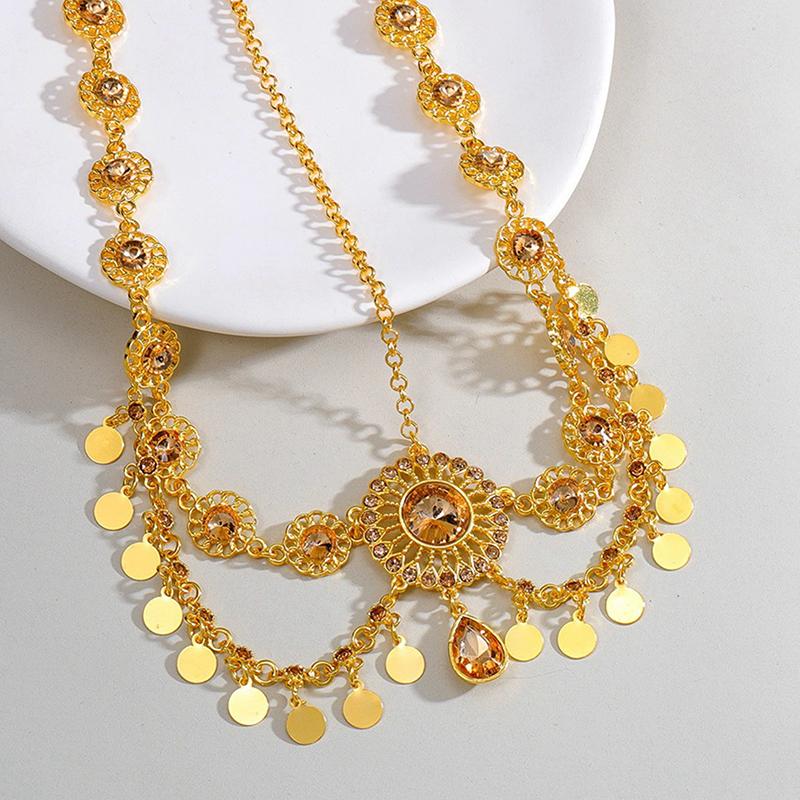 Indian Head Chain For Women Arabic Gold Color Coins Tassel Bridal  Headdress Wedding Accessories