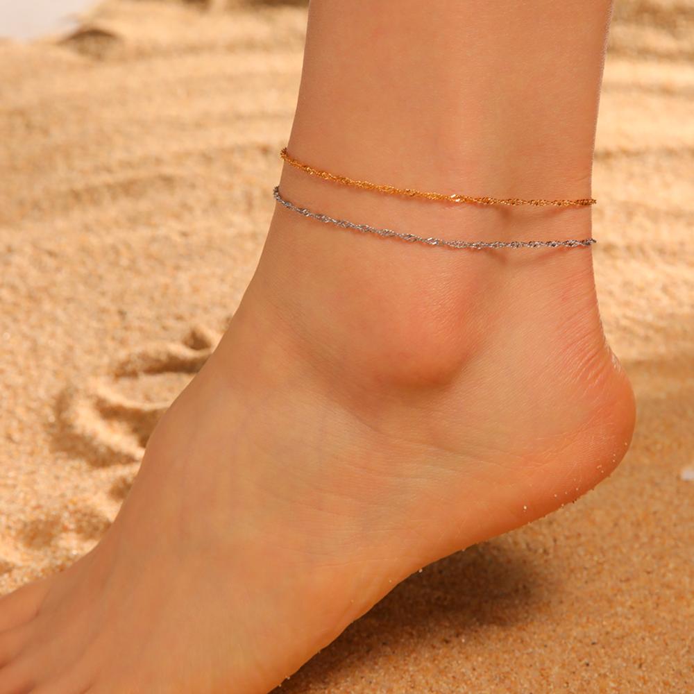 Cazador Thin Twisted Water Wave Chain Anklets for Women Stainless Steel Jewelry Bracelet on the leg Valentine's Day Gift 2026