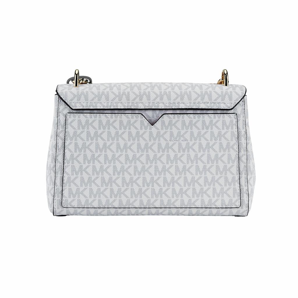 New MICHAEL KORS Lita Canvas Shoulder Bag, Crossbody Bag, Handbag Medium Women's White & Rose Red 35T0GXPL2B-604