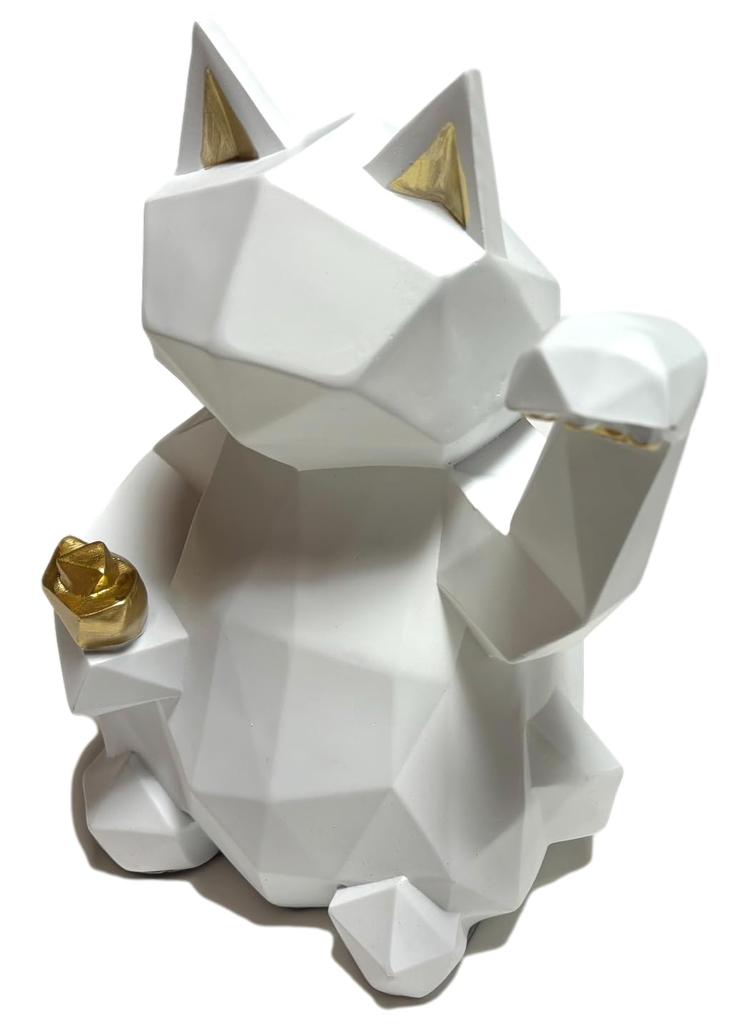 Lucky Cat Object Stylish Scandinavian Style Ornament Interior [Natura Style] (White, Large)