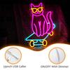 Skateboard Cat Neon Sign LED Light Animal  for Bedroom Decor Pet Shop Art Wall Decoration Gift for Girl Boy Party Decoration