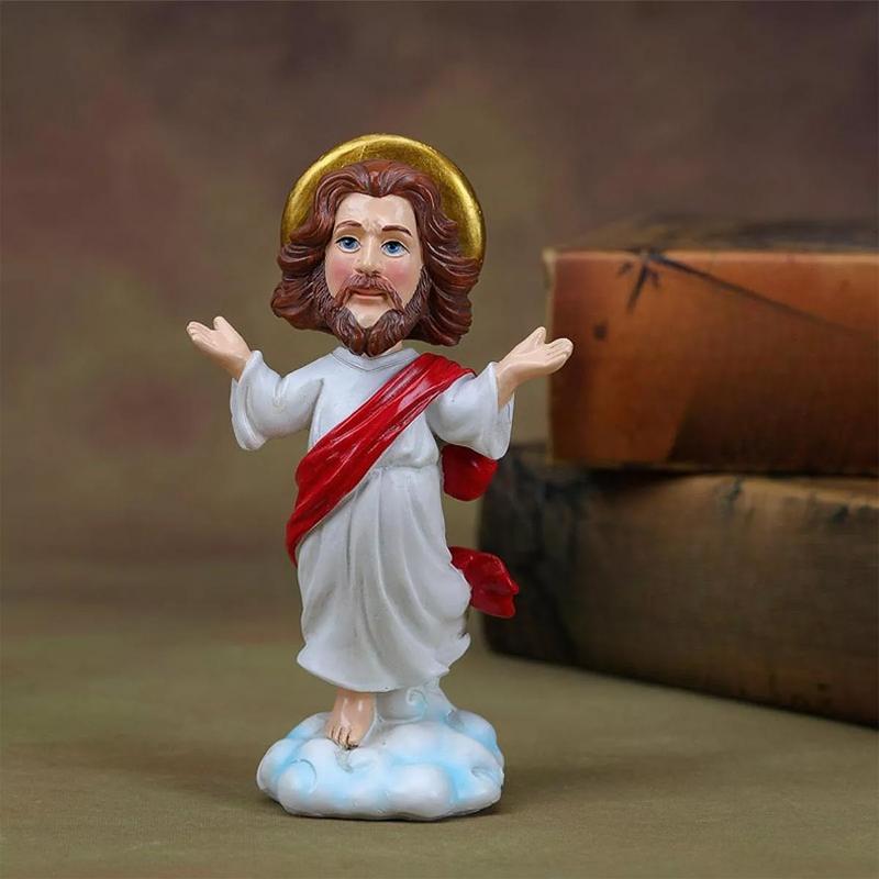 Solcelledrevet Bilpynt Automatisk Svingende Jesus Bobblehead Dukke Leke Religiøs Statue Biltilbehør Dansende Ristende Hjemmedekor