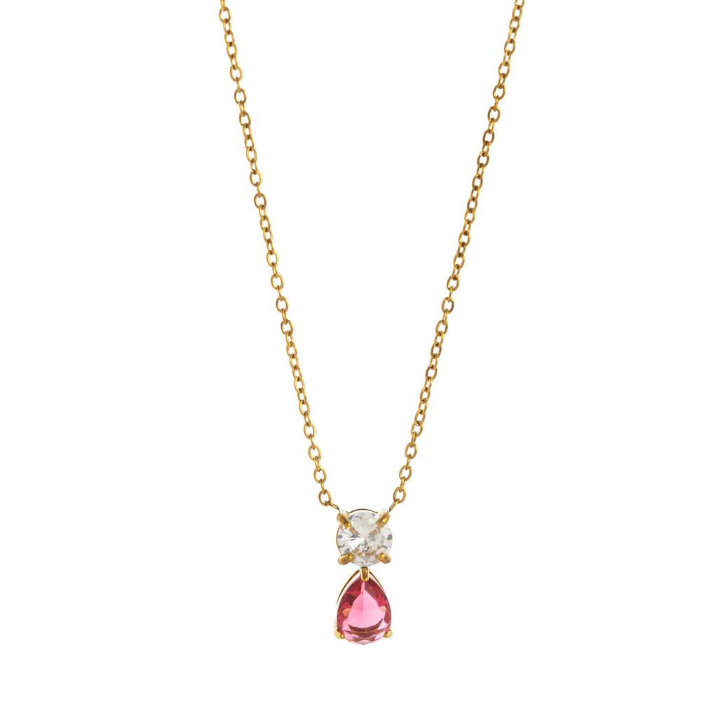Zodiac Birthstone Cubic Zirconia Necklace: Retro Artistic 18K Gold-Plated Titanium Chain