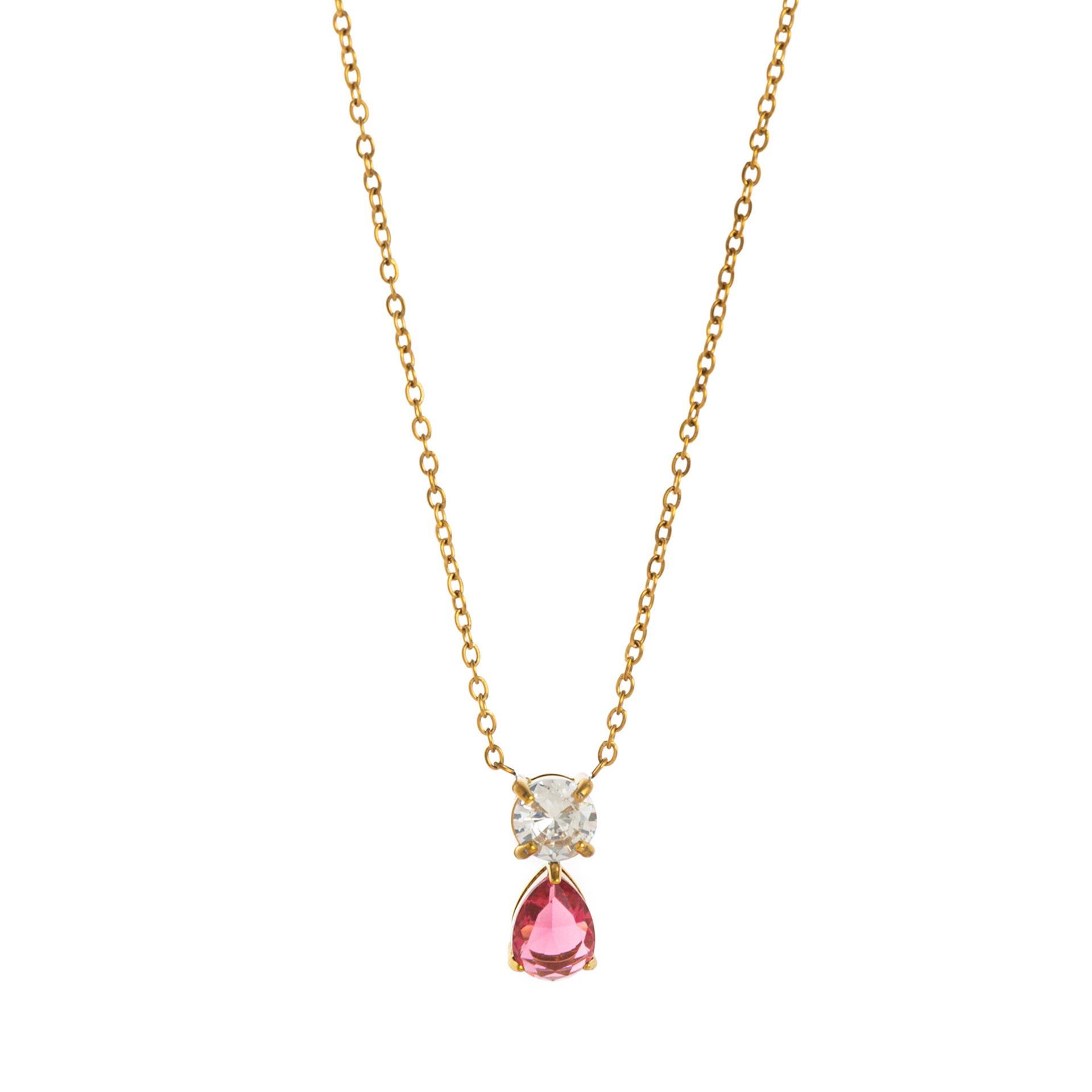 Zodiac Birthstone Cubic Zirconia Necklace: Retro Artistic 18K Gold-Plated Titanium Chain