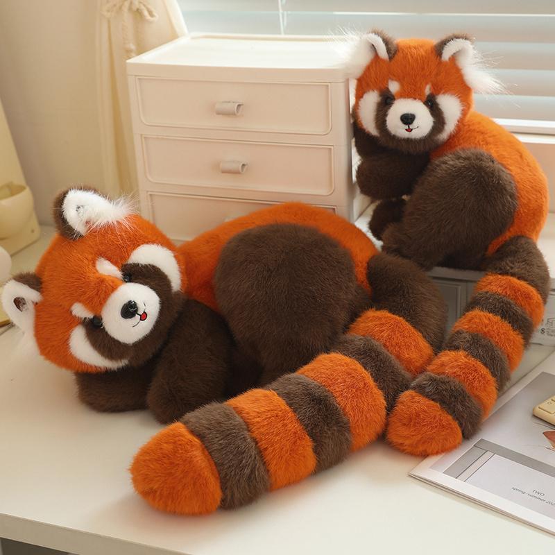 Realistic Lying  Raccoon Plush Dolls Stuffed Toys Lifelike Red Panda Pillows Animals Toys Birthday Christmas Gift